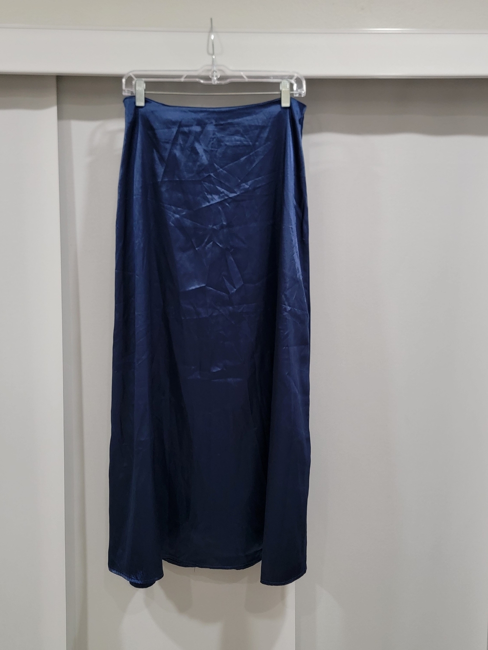 Zanzea Navy Blue Satin Maxi Skirt
